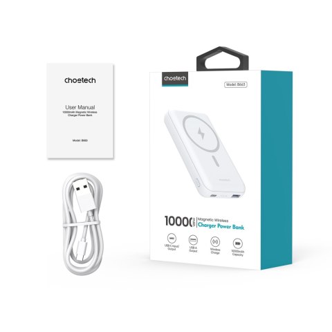 Powerbank 10000 mAh 20W MagSafe USB-A USB-C funkcja podstawki - biały CHOETECH