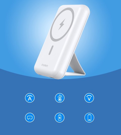 Powerbank 10000 mAh 20W MagSafe USB-A USB-C funkcja podstawki - biały CHOETECH