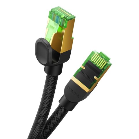 Szybki kabel sieciowy LAN RJ45 cat.8 40Gbps plecionka 0.5m czarny BASEUS