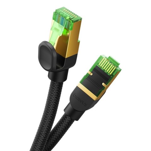 Szybki kabel sieciowy LAN RJ45 cat.8 40Gbps plecionka 1.5m czarny BASEUS