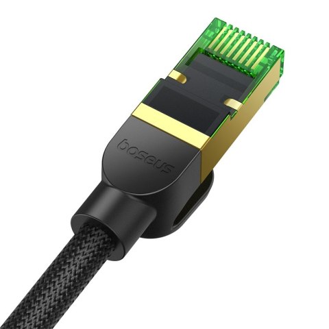 Szybki kabel sieciowy LAN RJ45 cat.8 40Gbps plecionka 1.5m czarny BASEUS