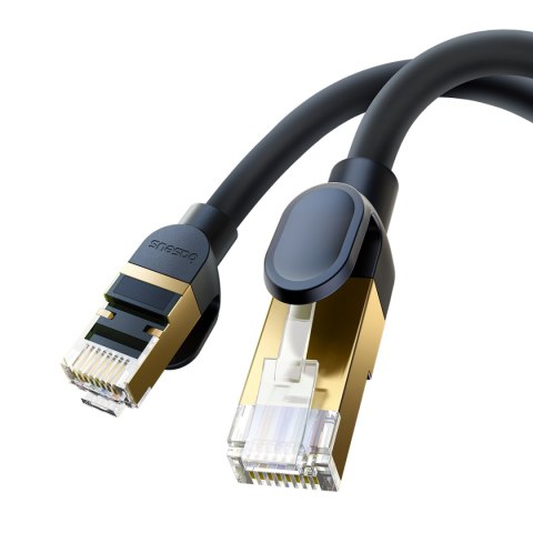 Szybki kabel sieciowy patchcord RJ45 cat.8 40Gbps 0.5m czarny BASEUS