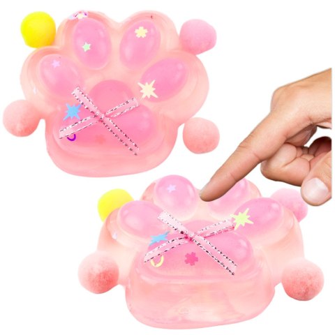 Gniotek Kocia Łapka Antystresowa Sensoryczna Squishy Kokardka Przeźroczysta LEAN TOYS