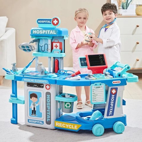 Zestaw Lekarski Szpital W Walizce 2w1 Światła Dźwięki Akcesoria LEAN Toys