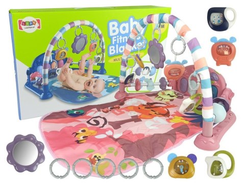 Mata Dla Niemowlaka Z Pianinkiem Grzechotki Gryzak Lusterko Dźwięk Różowa LEAN Toys