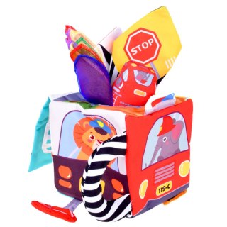 Miękka Kostka Sensoryczna z Lusterkiem Autka Znaki Drogowe Dla Malucha LEAN Toys