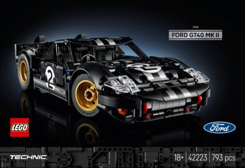 Klocki Technic 42223 Samochód wyścigowy 1966 Ford GT40 MKII LEGO