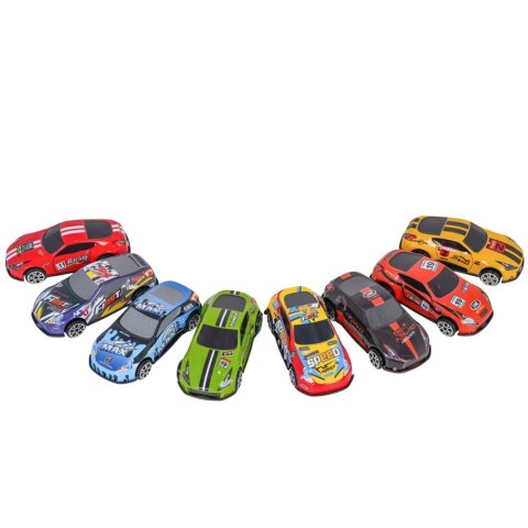 Parking Z Autkami Tor 4 Poziomowy 8 Metalowych Pojazdów Naklejki LEAN Toys