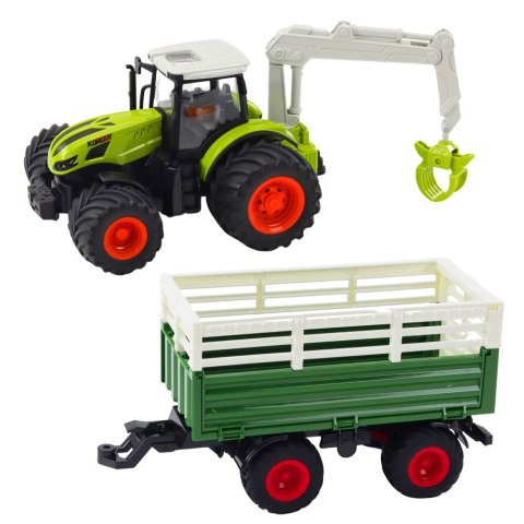 Traktor Rolniczy Z Przyczepą I Chwytakiem Zdalnie Sterowany RC 2.4G LEAN Toys