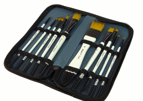 Zestaw Artysty W Piórniku Pędzle Akrylowe 10 Sztuk LEAN