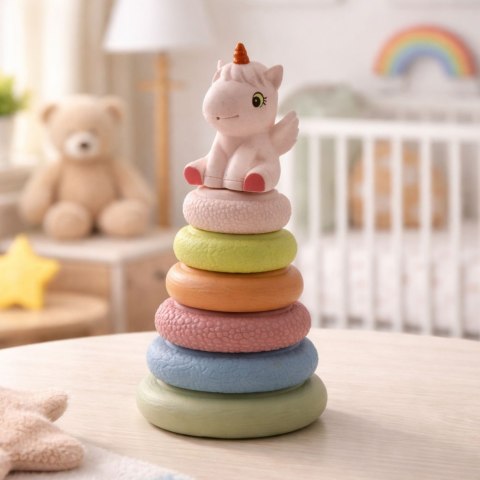 Miękka Piramida Sensoryczna Jednorożec Gumowa EKO Kolorowa LEAN Toys
