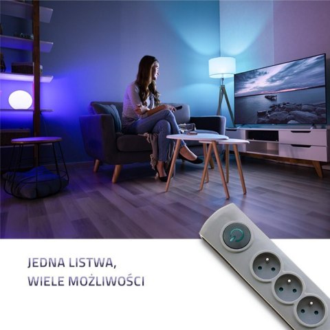 Listwa antyprzepięciowa Quick Switch, 6 gniazd, 3m, szara Qoltec