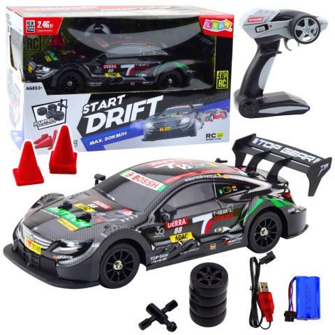 Samochód Wyścigowy Auto Do Driftu RC Czarny Karbon 30km/h 1:16 LEAN Toys