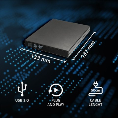 Nagrywarka DVD-RW zewnętrzna | USB 2.0 | Czarna Qoltec