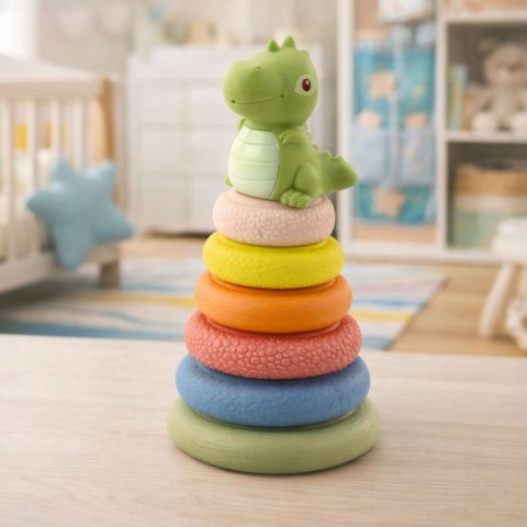 Miękka Piramida Sensoryczna Dinozaur Gumowa EKO Kolorowa LEAN Toys