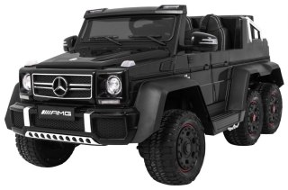 Auto Mercedes G63 6x6 MP4 dla dzieci Czarny + 2 Pedały gazu + Regulacja siedzenia + MP4 + LED + Bagażnik + Kufer dla rodzica