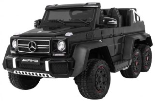 Auto Mercedes G63 6x6 dla dzieci Czarny + 2 Pedały gazu + Regulacja siedzenia + Audio LED + Bagażnik + Kufer dla rodzica