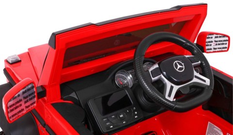 Auto Mercedes G63 6x6 dla dzieci Czerwony + 2 Pedały gazu + Regulacja siedzenia + Audio LED + Bagażnik + Kufer dla rodzica