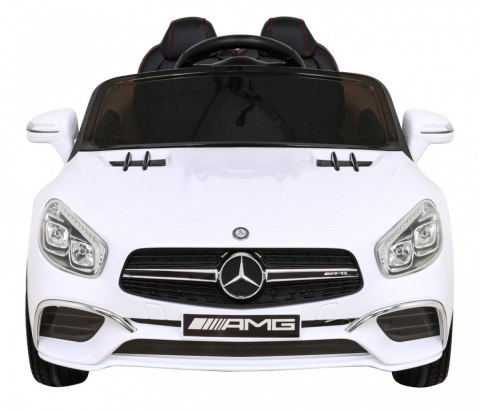 Mercedes Benz AMG SL65 S elektryczny dla dzieci Biały + Pilot + Audio LED + Ekoskóra + EVA + Wolny Start