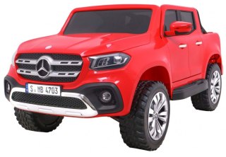 Mercedes Benz X-Class dla dzieci Czerwony + Pilot + Napęd 4x4 + MP4 + Bagażnik + LED + EVA