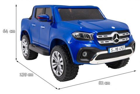 Mercedes Benz X-Class dla dzieci Lakier Niebieski + Pilot + Napęd 4x4 + MP4 + Bagażnik + EVA