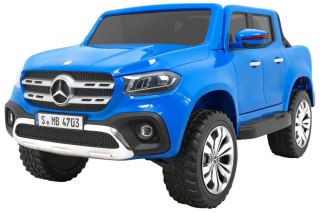 Mercedes Benz X-Class dla dzieci Niebieski + Pilot + Napęd 4x4 + MP4 + Bagażnik + LED + EVA