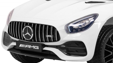 Mercedes Benz GT na akumulator dla dzieci Biały + Pilot + Wolny Start + MP3 LED