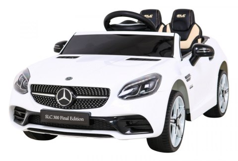 Mercedes Benz SLC300 Auto na akumulator dla dzieci Biały + Dźwięki MP3 Światła + Pilot + Wolny Start