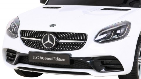 Mercedes Benz SLC300 Auto na akumulator dla dzieci Biały + Dźwięki MP3 Światła + Pilot + Wolny Start