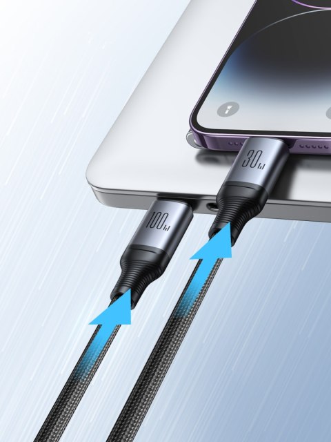 2w1 Kabel przewód Speedy Series USB-C - USB-C / iPhone Lightning 100W 1.5m czarny JOYROOM