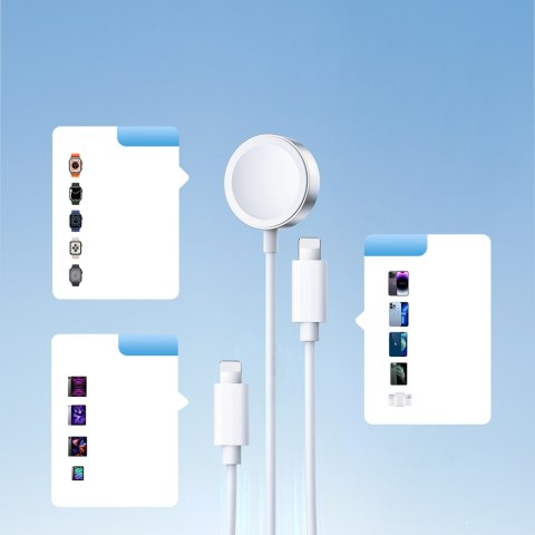 3w1 Kabel przewód USB-A z ładowarka indukcyjną + 2x iPhone Lightning 1.2m biały JOYROOM