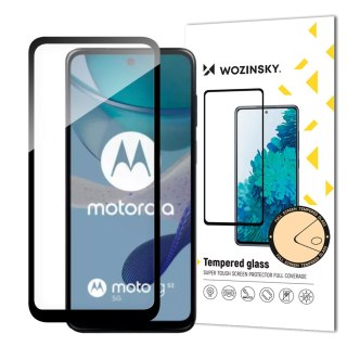 Wytrzymałe szkło hartowane do Motorola G53 na cały ekran z ramką Full Glue czarne WOZINSKY