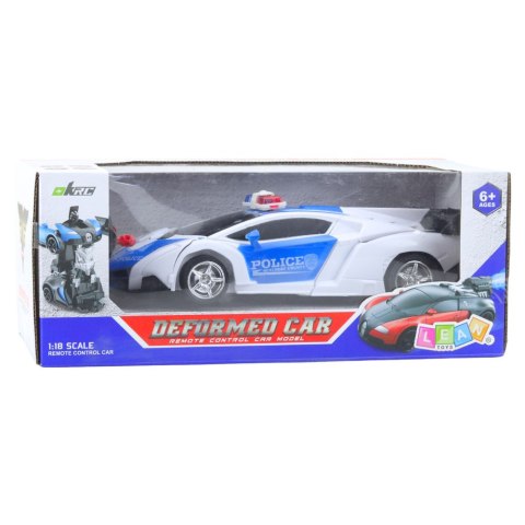 Auto Robot 2W1 Policja Radiowóz Policyjny Zdalnie Sterowany RC 1:18 LEAN Toys