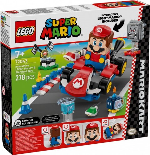 Klocki Super Mario 72043 Mario Kart - Interaktywna figurka LEGO Mario i Standard Kart LEGO
