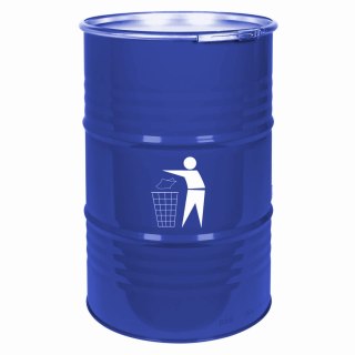 Plenerowy pojemnik kubeł kosz na śmieci wytrzymały stalowy BECZKA 200L - niebieski GSG24