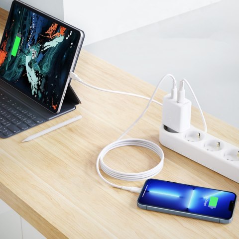 Ładowarka sieciowa USB-C i USB 20W PPS PD QC 3.0 AFC FCP biały ACEFAST