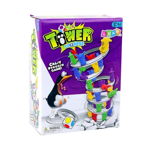 Gra Zręcznościowa Rodzinna Szalone Pingwiny Na Wieży Kolorowe LEAN Toys