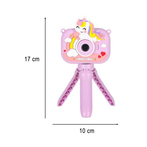 Aparat fotograficzny cyfrowy dla dzieci na statywie jednorożec fioletowy Kik Sp. z o. o. Sp. k.
