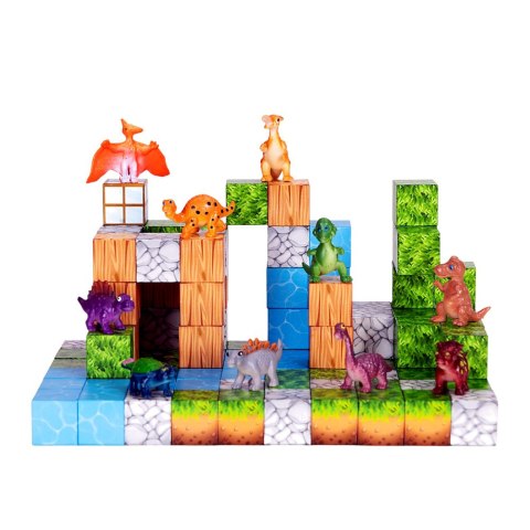 Klocki Magnetyczne Konstrukcyjne Kostki Kwadratowy Świat 3D 114 el. LEAN Toys