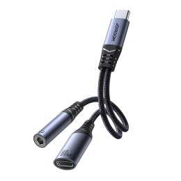 2w1 Adapter przejściówka ładowarka + słuchawki USB-C do USB-C / mini jack 3.5mm czarny JOYROOM