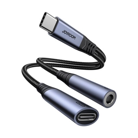 2w1 Adapter przejściówka ładowarka + słuchawki USB-C do USB-C / mini jack 3.5mm czarny JOYROOM