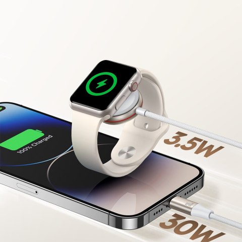 2w1 Kabel Lightning do iPhone i ładowarka indukcyjna do Apple Watch USB-C 1.5m biały JOYROOM