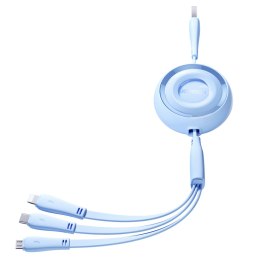 3w1 Kabel zwijany Colorful Series USB-A do USB-C / iPhone Lightning / microUSB 1m niebieski JOYROOM