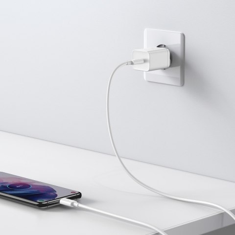 Szybka ładowarka sieciowa Si 25W 3A z kablem USB-C 1m biały BASEUS