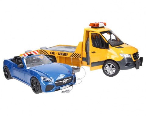 Pojazd Mercedes Sprinter laweta pomocy drogowej z modułem świetlno-dźwiękowym BRUDER