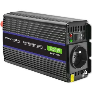 Przetwornica napięcia Monolith 1200 MS Wave | 12V na 230V | 600/1200W | USB Qoltec