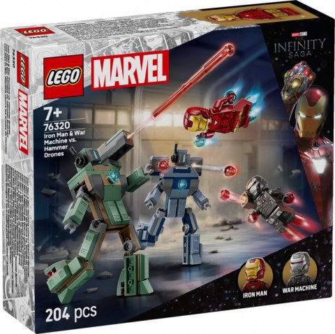 Klocki Super Heroes 76320 Iron Man i War Machine kontra drony Hammera LEGO