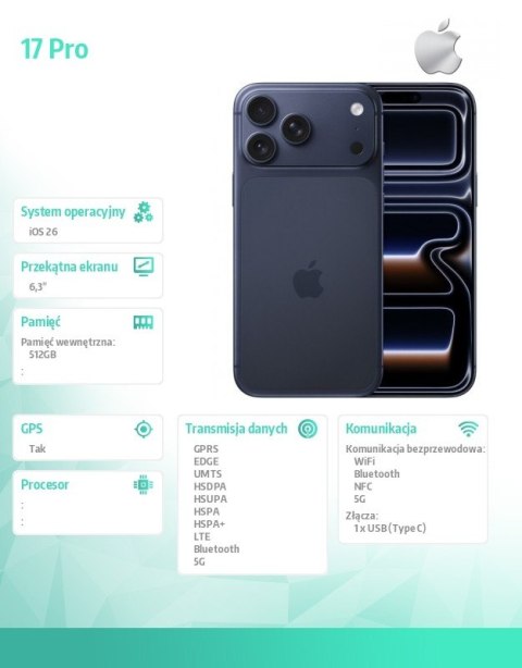 IPhone 17 PRO Głębinowy błękit 512GB Apple