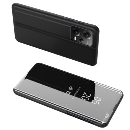 Błyszczące etui z klapką do Xiaomi Redmi Note 12 Pro+ Clear View Case czarny HURTEL
