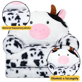 Rozkładany Fotel Dla Dziecka Krowa 3 Poziomowy Biało Czarny 50x50cm LEAN Toys